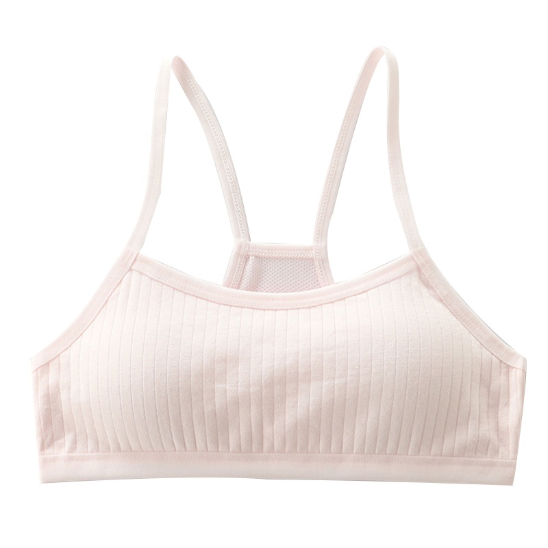 Áo Lót Lưới Cotton Có Mút Nâng Ngực Màu Trơn Dây Đan Chéo Lưng Cho Nữ Tuổi Teen