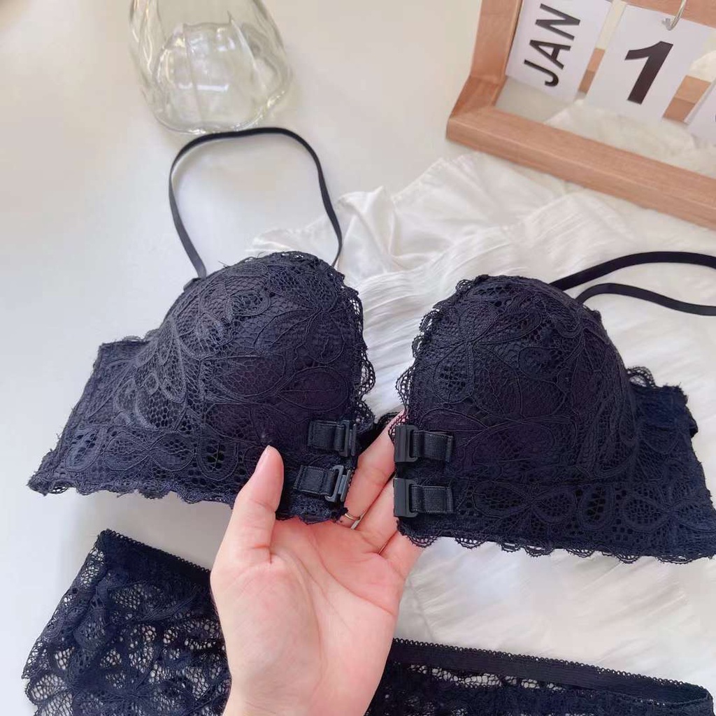 Áo ngực không gọng chống chảy xệ phối ren có khóa cài phía trước và dây đeo dành cho bạn nữ n-26