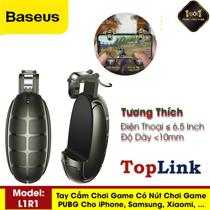 Tay Cầm Game Thương Hiệu Baseus L1R1 Có Nút Chơi Game PUBG Cho Smartphone Iphone , Samsung, Xiaomi..