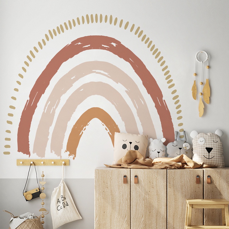 Sticker Dán Tường Họa Tiết Cầu Vồng Nhiều Màu Sắc Bắt Mắt Sành Điệu