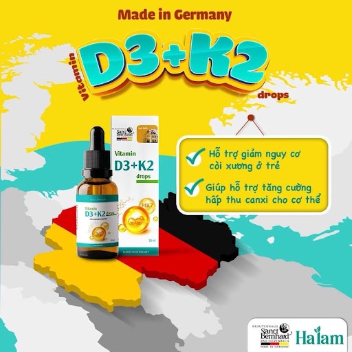 Vitamin D3 K2 MK7 tăng chiều cao cho bé, hấp thu Canxi trong 1 giọt, chống còi xương - Sanct Bernhard Đức 20ml