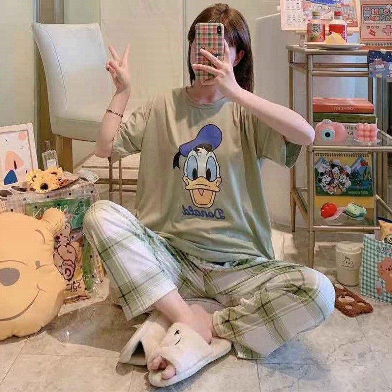 Đồ bộ nữ ❤️Freeship❤️ Bộ mặc hè cotton đẹp hoạt hình dễ thương phiên bản Hàn Quốc - bộ Pijama - pijama lụa