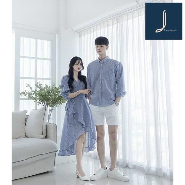 Áo đôi, Áo cặp váy sơ mi nam nữ du lịch, Đồ đi biển, chụp ảnh cưới đẹp TrungNguyen