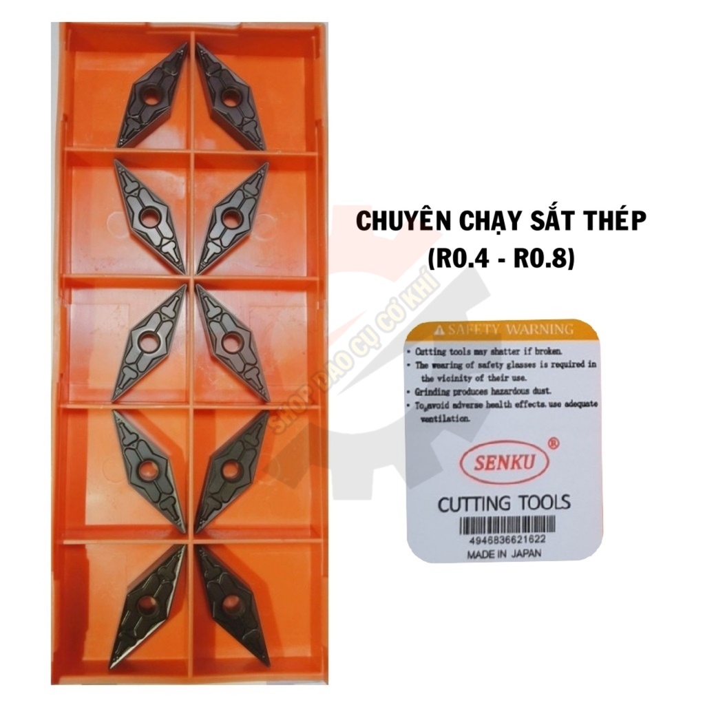 Mảnh chíp tiện VN16/VNMG16 cao cấp Nhật Bản góc R0.4 R0.8 chạy thép, inox, nhôm gỗ nhựa