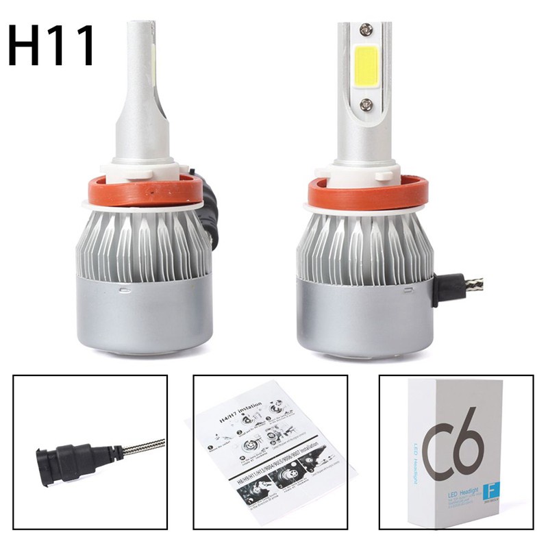 4Pcs New C6 LED Car Headlight Kit White Light Bulbs COB 36W 7600LM  H11 & H4