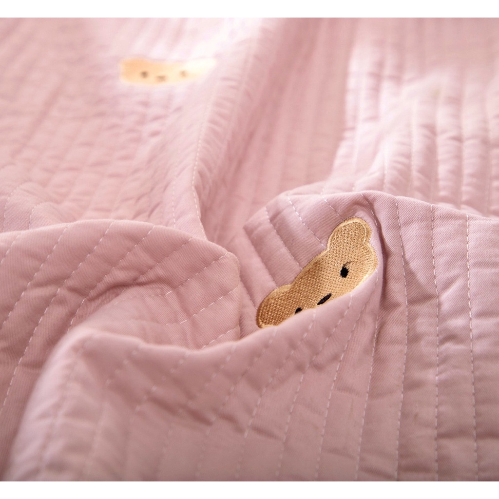 BỘ GA GỐI GẤU BEAR CHẤT COTTON LINEN CAO CẤP .ĐƯỜNG TRẦN TỈ MỈ ,THÊU SẮC NÉT MỚI