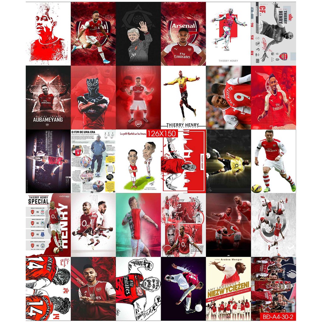 Combo Set 50 tờ Decal dán tường cầu thủ Thierry Henry Arsenal Phiên bản mới