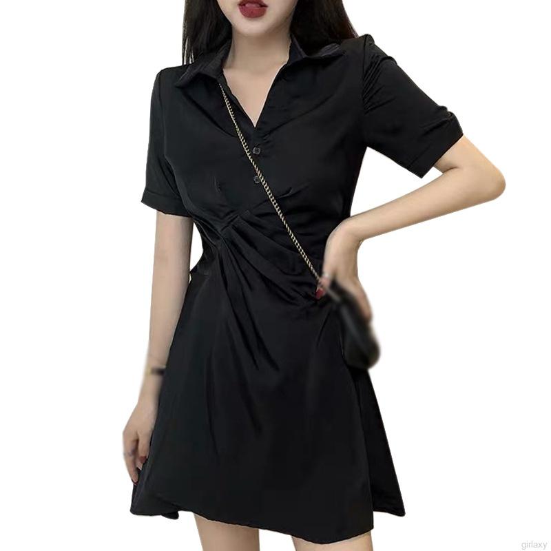 Đầm Ngắn Dáng Ôm Cổ Chữ V Phong Cách Hàn Quốc Nữ Tính