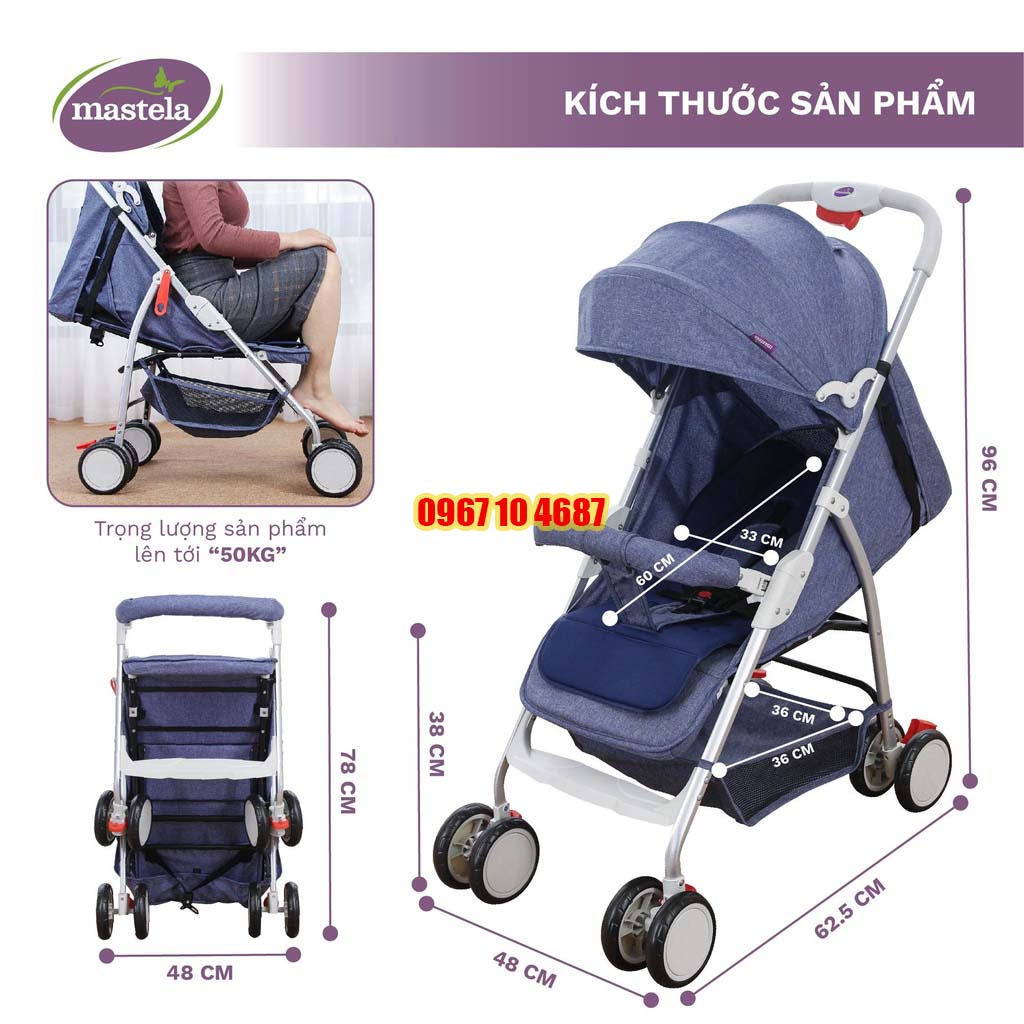 Xe đẩy du lịch cho bé chính hãng Mastela MSTL419 - BS - A2 hợp kim cao cấp siêu nhẹ dễ dàng gấp gọn, bảo hành 12 tháng