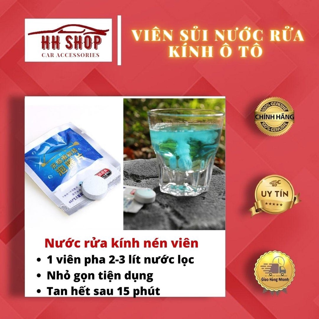 Viên Sủi Rửa Kính Ô Tô Tiện Dụng [GIÁ HỦY DIỆT] 1 viên = 4lit nước - Sạch kính, Bền gạt mưa