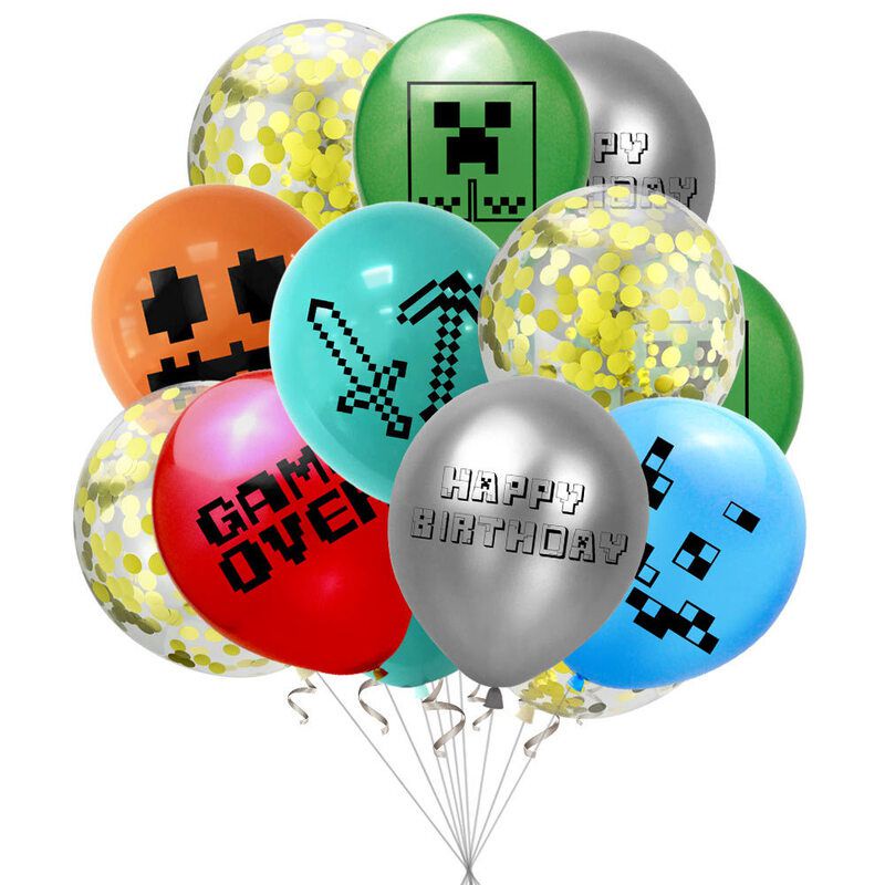 Minecraft Game birthday Party decorations Supplies Happy Birthday Banner Balloons kid gift