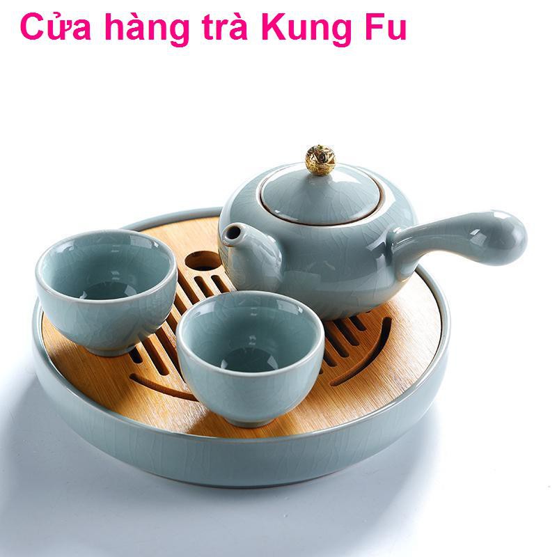 Lò Ge Đơn giản Trung Quốc Mở Pian Home Kung Bộ ấm trà Fu khay nhỏ bằng gốm Máy pha Tách đạo