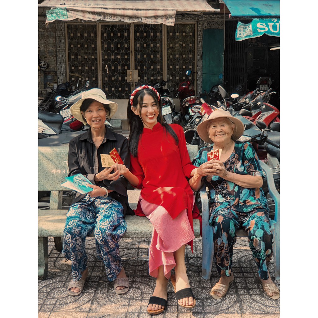 Set Áo dài Rosemary đũi đỏ tươi