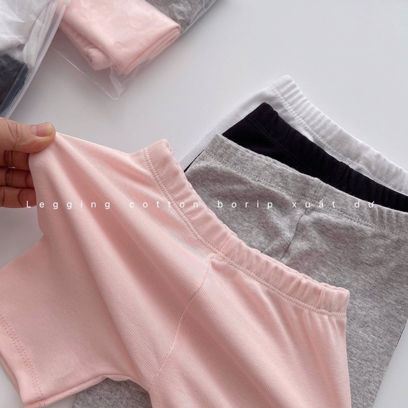 SET 4 QUẦN LEGGING LỬNG CHO BÉ (4 màu hồng, trắng, ghi, đen - hoặc than)