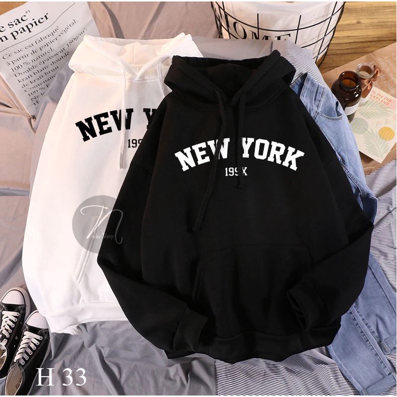 Áo Hoode tay dài  💖𝑭𝑹𝑬𝑬𝑺𝑯𝑰𝑷 💖 Áo Hoodie nỉ H33 new york