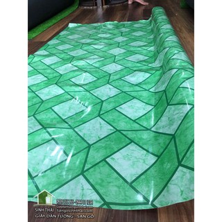 Simili trải sàn gạch hoa màu xanh ngọc, mẫu mới ra, màu sắc tuyệt đẹp - 1m²