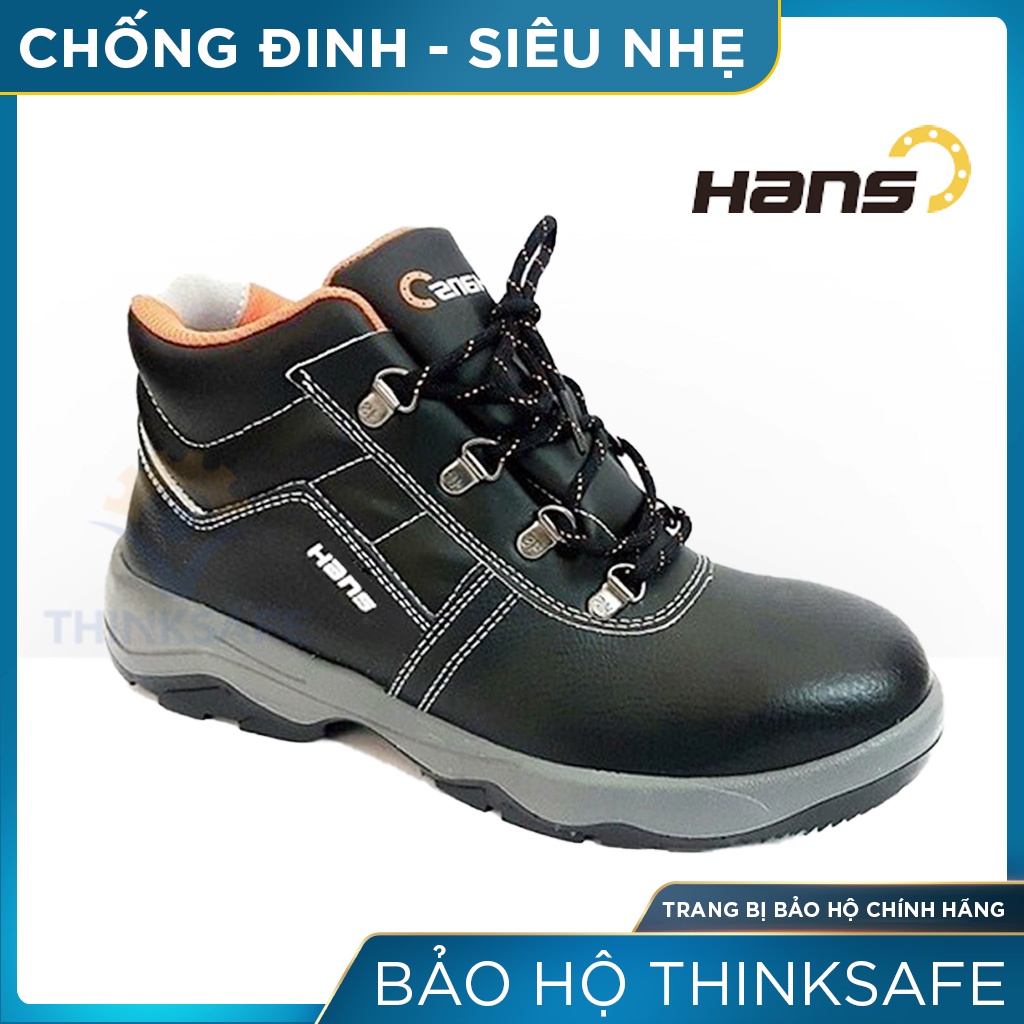 Giày bảo hộ lao động Thinksafe da bò chống đinh dập ngón, chống trơn trượt giày lao động Hans HS55 chống nước cao cổ