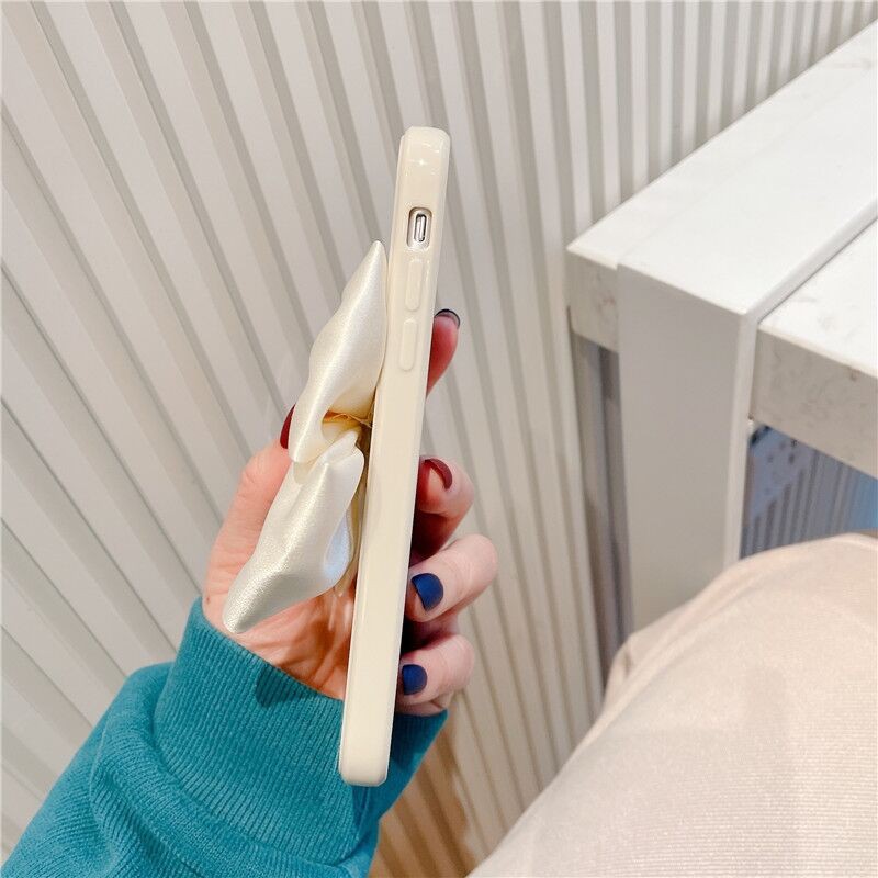 Ốp Điện Thoại Màu Trắng Đính Nơ Cho Iphone 14 14pro max 14plus 13 pro max 12 pro max 11 pro max xs max XR X 7 8 Plus