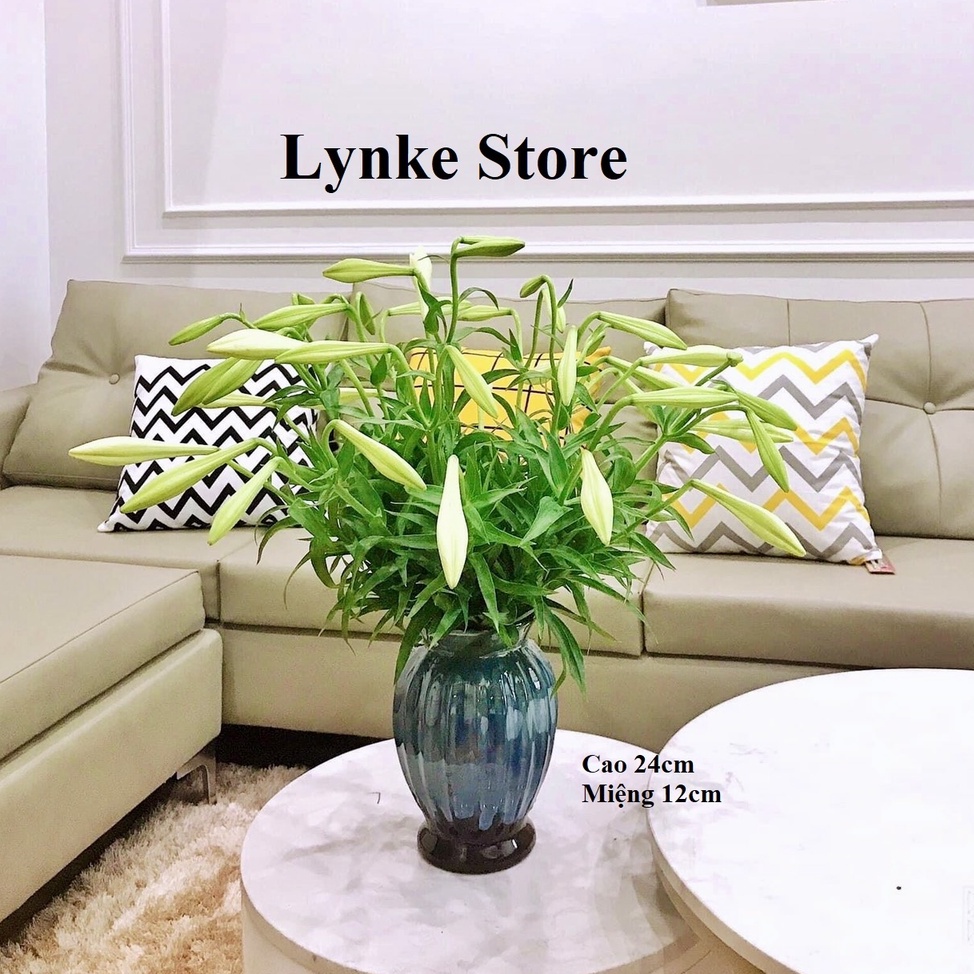 Bình Hoa Lọ Hoa Sứ Trang Trí Bàn Ăn Dáng Xoài Chân Loe Men Hỏa Biến Gốm Sứ Bát Tràng - Lynke Store