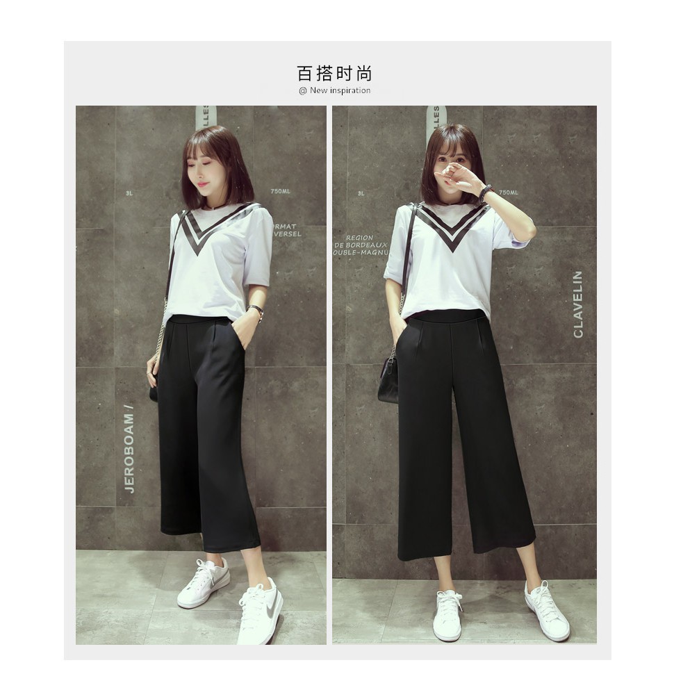 Quần ống rộng lưng thun co dãn cho nữ | BigBuy360 - bigbuy360.vn