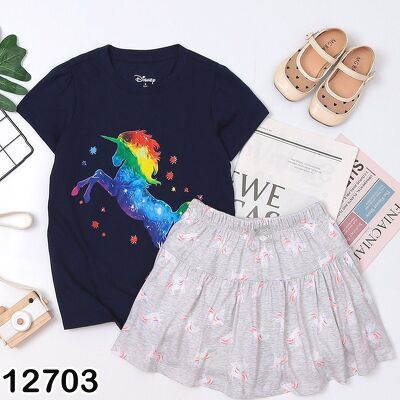 BỘ ÁO VÁY DISNEY IN HÌNH 3D KHÔNG BONG TRÓC CHO BÉ GÁI 17-50KG