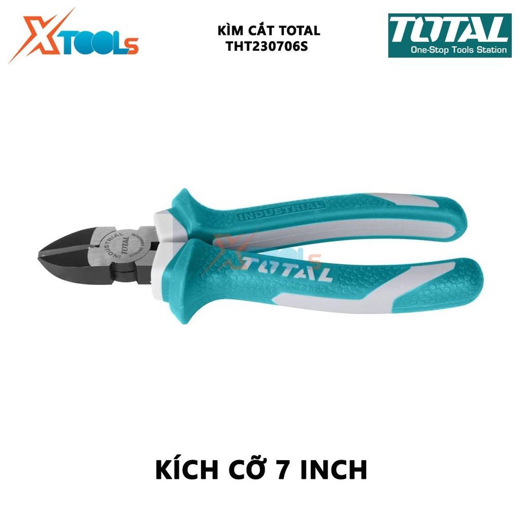 Kìm cắt cao cấp TOTAL THT230706S Kìm cắt dây điện kích thước 7&quot;/180mm, thép CR-V, tay cầm cách điện,bọc cao su chống trơ