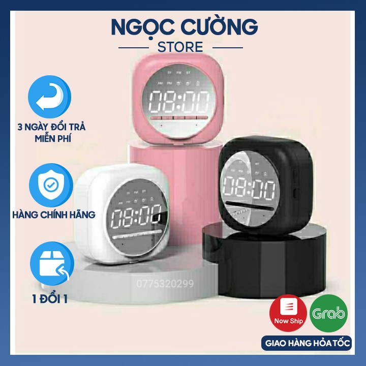 Loa Bluetooth Đài FM Tích Hợp Đồng Hồ Báo Đài FM Màn Hình Tráng Gương hót 2020