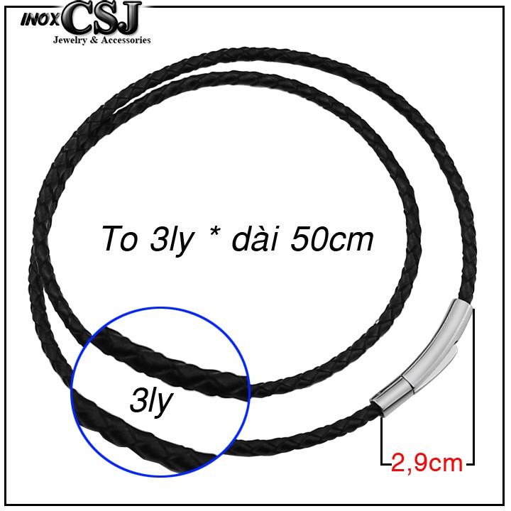 DÂY CHUYỀN ĐEN 3LY DA XỊN KHÓA INOX VIP