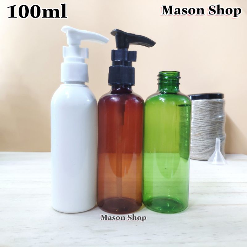 LỌ CHIẾT MỸ PHẨM DẠNG VÒI NHẤN GIỌT có Khóa cài/Nắp Nhọn Xoay 50ml/100ml VỎ BÌNH CHAI NHỰA PET TRẮNG/XANH LÁ/NÂU