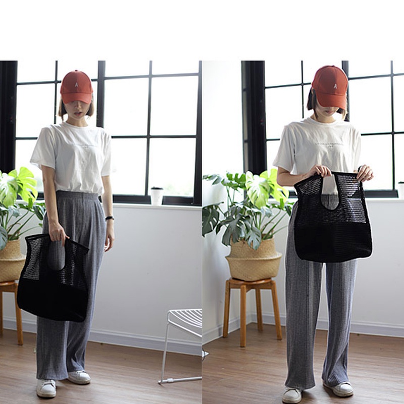 Túi Xách tote Chất Liệu canvas Phối Lưới Phong Cách Hàn Quốc Thời Trang Cho Nữ Gylb583