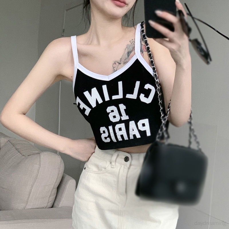 Áo Croptop Hai Dây Dệt Kim Phong Cách Hàn Quốc Thời Trang Cho Nữ