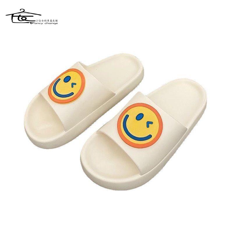 Dép Đi Trong Nhà/Ngoài Trời Đế Dày Họa Tiết Mặt Cười Thời Trang Mùa Thu Mới Cho Nữ