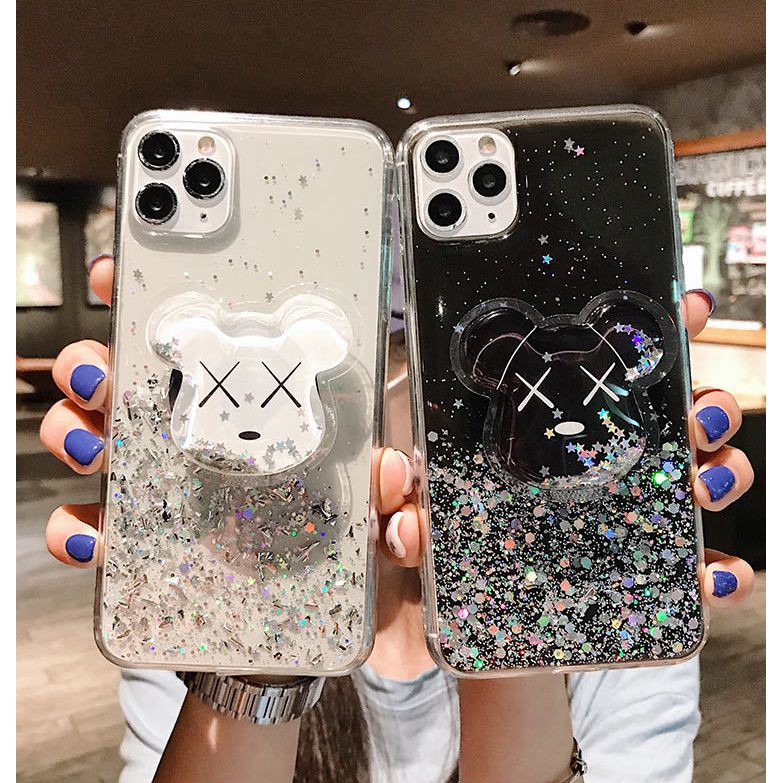 Ốp điện thoại chống va đập kèm giá đỡ hình gấu đáng yêu cho iPhone SE 2020 SE2 6 6S 7 8 Plus XR X XS 11 Pro Max