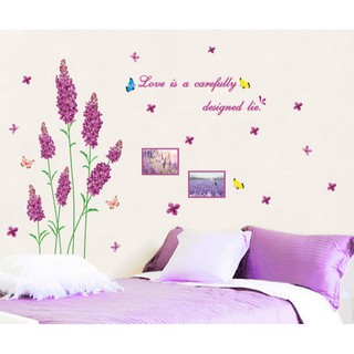 Decal dán tường hoa lavender tím và khung hình