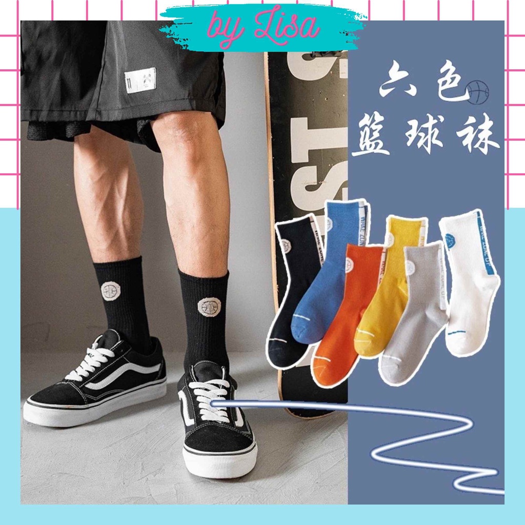 Tất nam nữ cổ cao nhiều màu sắc phong cách thể thao, tất vớ unisex cá tính