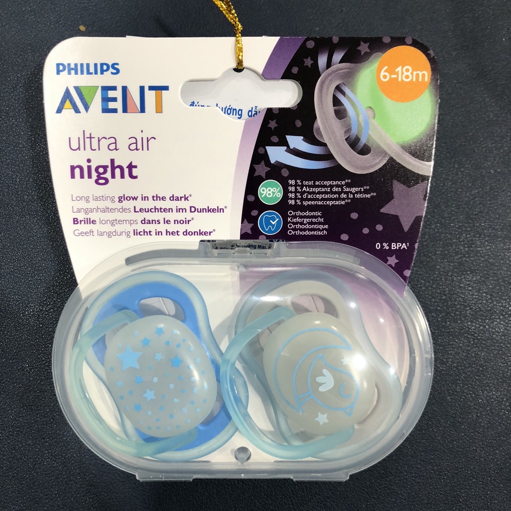 Núm ty giả Philips Avent chỉnh nha thông khí đóng gói nguyên hộp dành cho bé