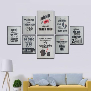 [Trùm Giá Rẻ] Combo 8 tấm tranh Gỗ treo tường Slogan truyền động lực sức mạnh