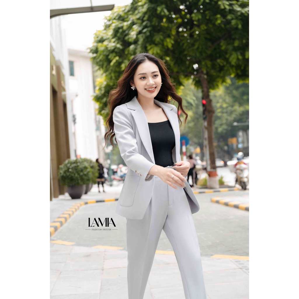 SET VEST NỮ TAY DÀI DÁNG XUÔNG PHỐI QUẦN BAGGY XANH NGỌC LAMIA DESIGN LE111 | BigBuy360 - bigbuy360.vn