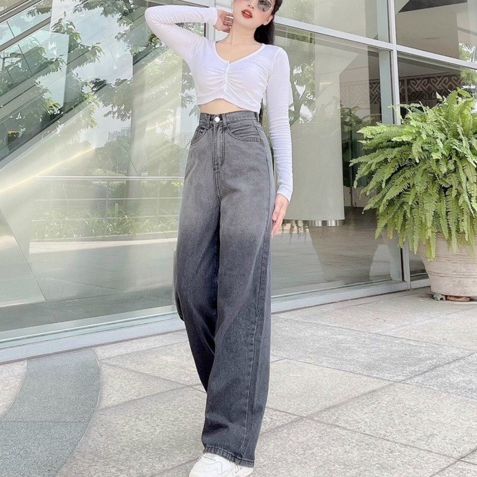 Quần jeans ống rộng dáng xuông dài loang sang chảnh Q579 SUTANO
