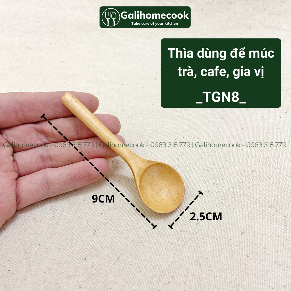 Thìa gỗ múc Gia vị - Thìa gỗ múc Trà, Cà Phê (cafe) -  Decor chụp bàn ăn | Galihomecook TGN-6-7-8