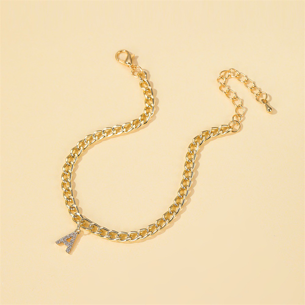 Lắc Chân Đính Đá Hình Chữ Cái Lấp Lánh Xinh Xắn Dành Cho Nữ