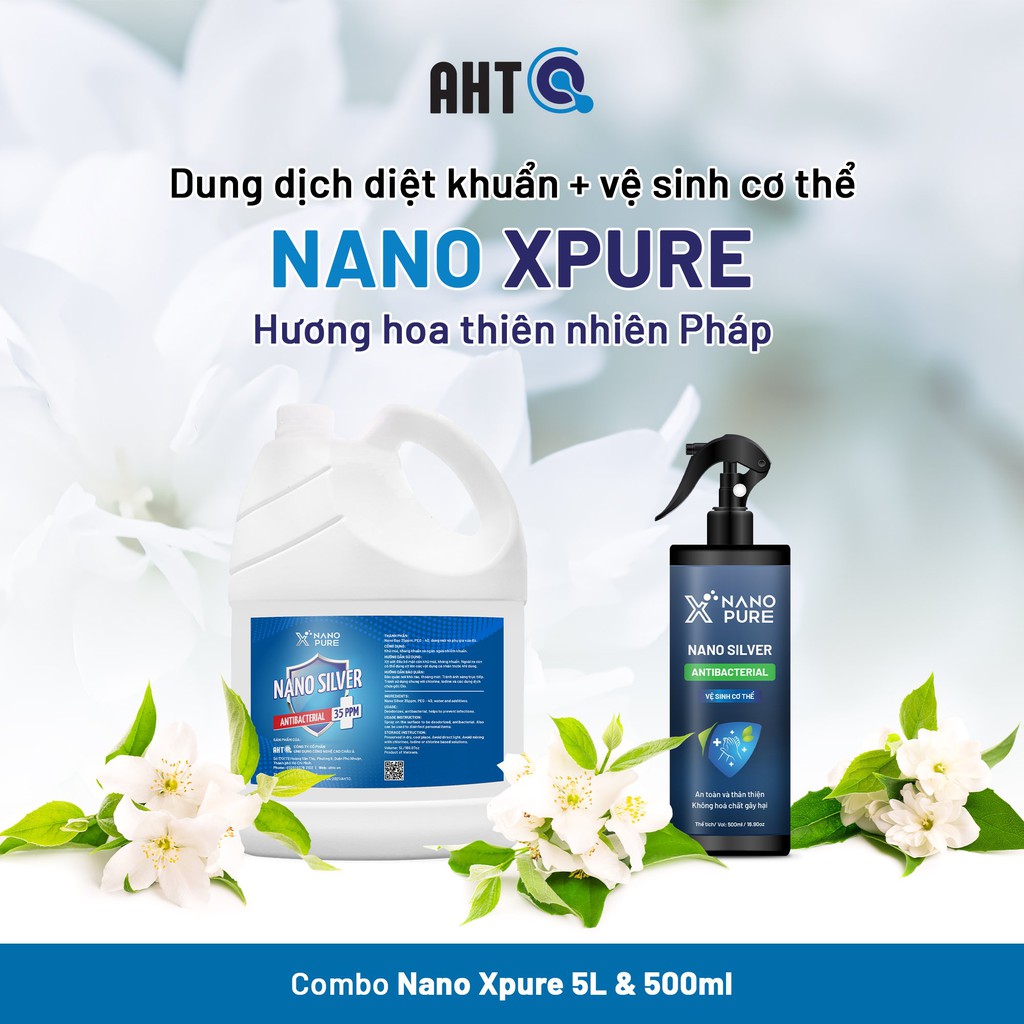 NANO BẠC DIỆT KHUẨN KHỬ KHUẨN KHÁNG KHUẨN KHỬ MÙI NANO XPURE NANO SILVER 35PPM 1L (HƯƠNG NƯỚC HOA PHÁP)- AHT CORP (AHTC)