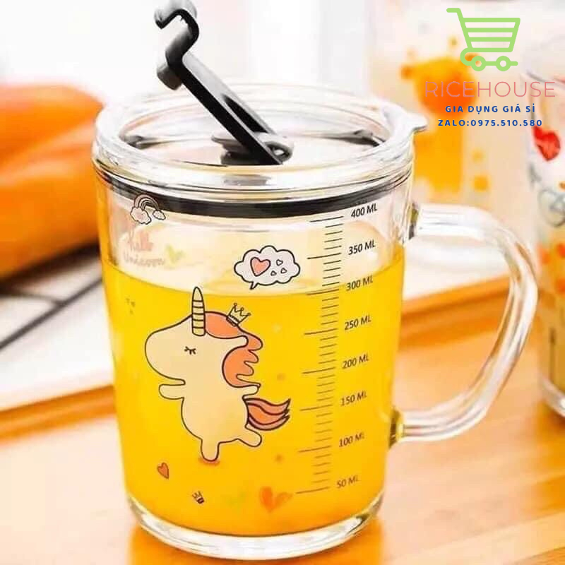 Cốc chia vạch cho bé, cốc uống nước thuỷ tinh siêu bền, siêu tiết kiệm