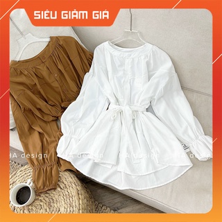 Áo sơ mi đai nơ tay bồng hàng quảng châu m0251-teen 888