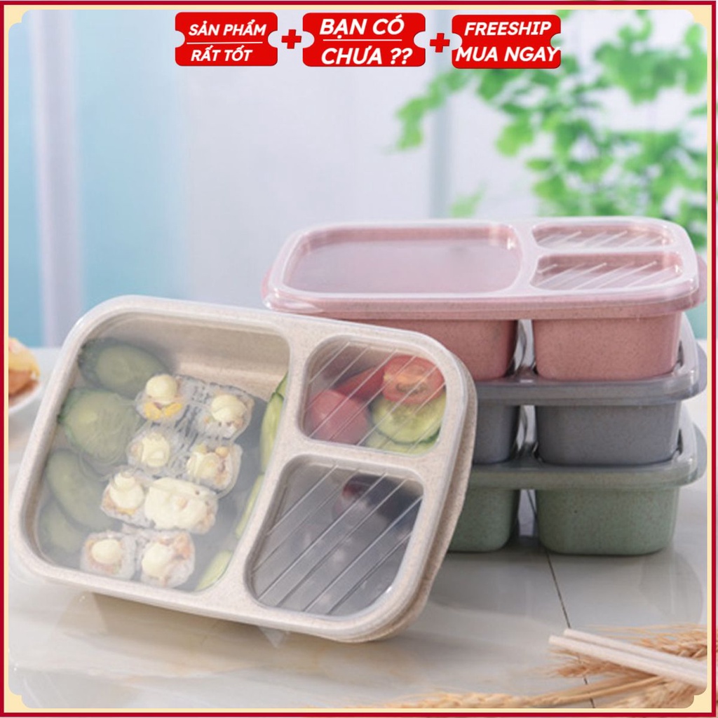 Hộp Cơm Trưa Văn Phòng 3 NGĂN M201 YUMM Loại 1 - Nhựa PP Cao Cấp - Sử Dụng Lò Vi Sóng