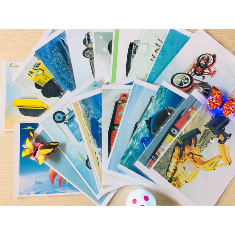 Thẻ học thông minh chủ đề phương tiện giao thông ép plastic đảm bảo bền đẹp