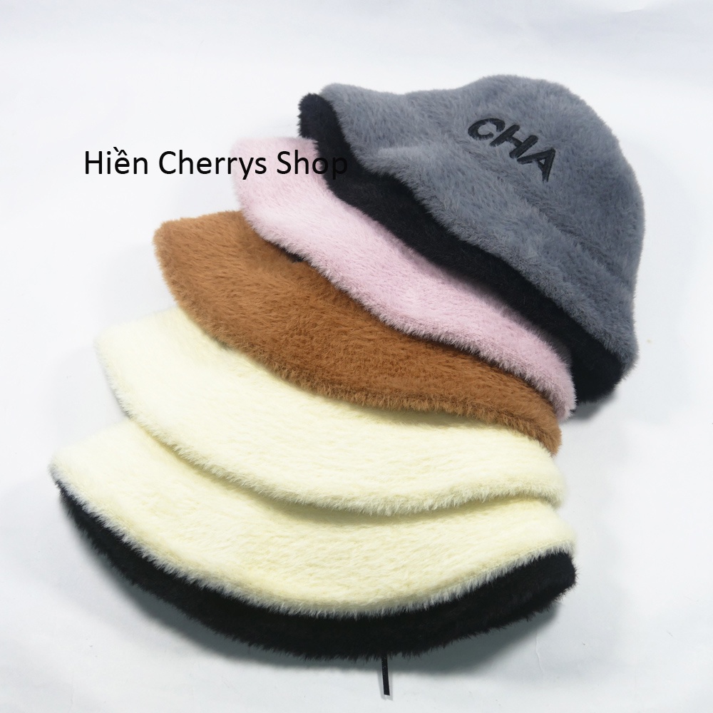 [ Nón mũ quãng châu ] Nón Lông Thỏ Bucket CHA Nữ Thời Trang Cao Câp 2022 Duy Nhất Tai VN