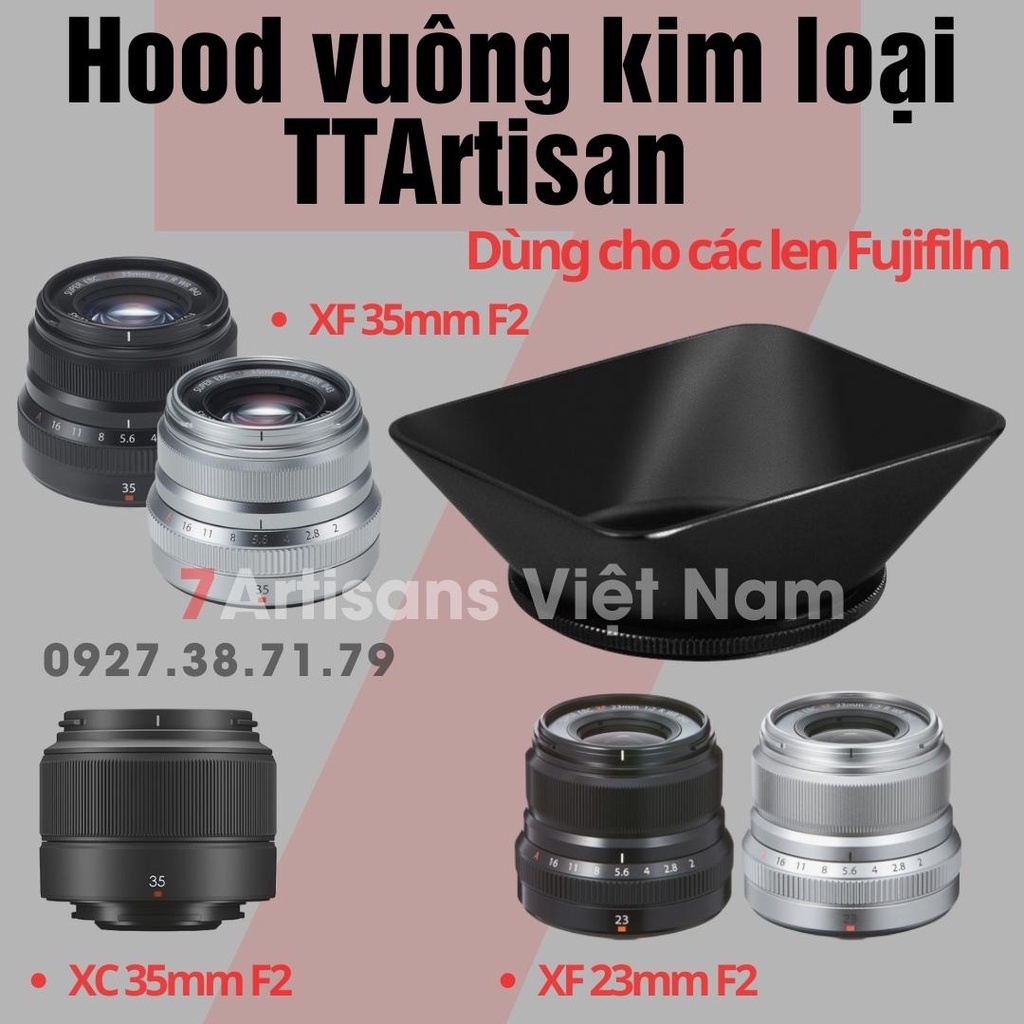 [CÓ SẴN] Hood Vuông kim loại cao cấp TTArtisan dành cho lens Fujfilm XF 35mm F2, XC 35mm F2, XF 23mm F2