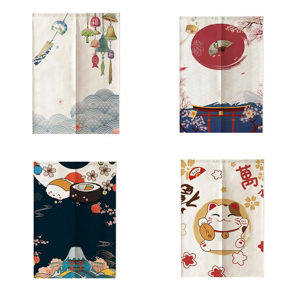 Rèm Cửa Ngắn In Hình Mèo May Mắn Phong Cách Nhật Bản Tiện Dụng