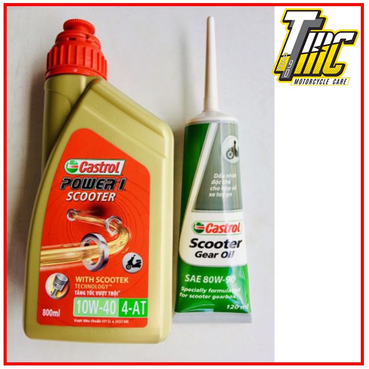 COMBO NHỚT CASTROL POWER1 SCOOTER + NHỚT LAP CASTROL